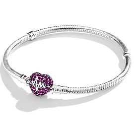 Snake Link Bracelet with Ball Clasp, Women's Love Charm Bracelet, 925 Sterling Silver, Metal Base Bracelets Compatible with Charms and Pendants, 2017