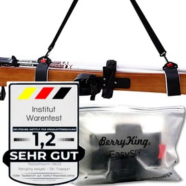 BerryKing EasySki Ski Harness Ski Rucksack and Winter Sports Equipment Adjustable Carrying Strap with Velcro Fastener for Adults & Children, black