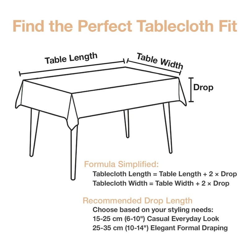 SPRICA Round Tablecloth 200cm Diameter Water Resistant Linen Texture Spill