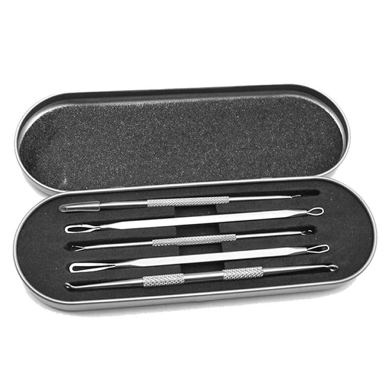 KAV Comedone Extractor Kit 5-Piece Blackhead Remover Tool Set with