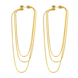 Gold Dangle Earrings for Women, 14K Gold Tassel Dangle Titanium Earrings Hypoallergenic Trendy Chain Earrings Jewelry Gift