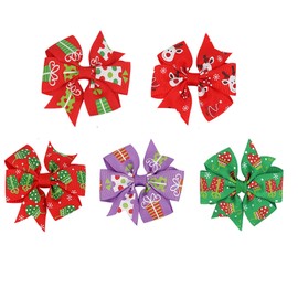 Baby Girls Xmas Hair Accessories Headwear Hair Clips Set Snowflake Snowman Pattern Crocodile Hairpin Gift For Holiday(Christmas 5 Pack-A)