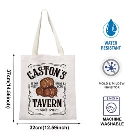 TOBGBE Gaston's Tavern Gift Beauty Movie Inspired Shopping Bag Beauty Fairy Princess Big Capacity Bag For Women Beast Fans Gift (Brews Tote)