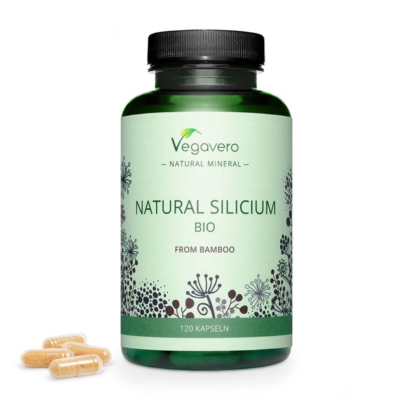 Organic Silica Vegavero® 300mg | High Bioavailability | from 100% Natural Bamboo Extracts | Supports Hair, Skin and Nail Health | 120 Vegan Capsules | Bioactivity Silicium Supplement