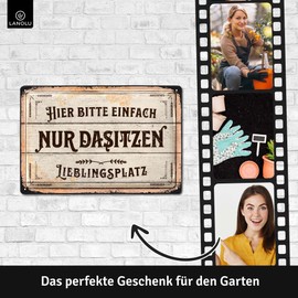 LANOLU Retro Tin Sign Favourite Place Sign - Outdoor Garden Decoration Garden Vintage Signs - Chill Lounge Garden Decoration - Wall Decoration Garden Sign Made of Metal, 20 x 30 cm