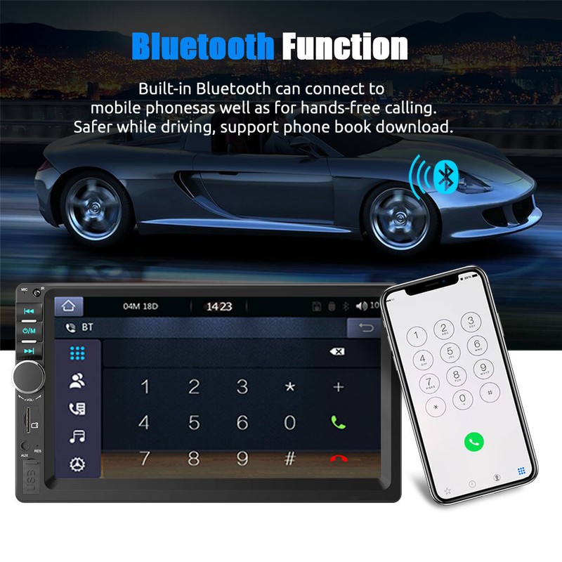 ESSGOO Double Din 7" Car Stereo W/ Backup Cam Android/Apple