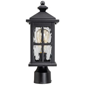 NAXTTII Pillar Lights Outdoor Aluminum Exterior Post Lantern Water Ripple Glass Shade Outdoor Column Lights 15.5 Inch Height