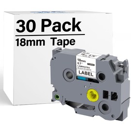 Weemay Compatible TZ Tape 18mm 0.7 Laminated White for Brother Label Maker Tape TZe-241 TZe241 TZ241 TZ-241 Ptouch 3/4 Inch Black on White Refill for P Touch PTD400 PTD600, 30 Pack