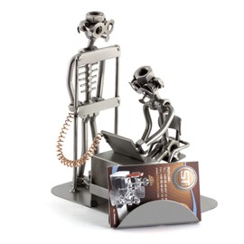 Steelman24 I Nuts and bolts sculpture Radiologist With Business Card Holder With Personal Engraving I Handmade metal ornaments I