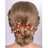 Teyglen Bridal Red Crystal Hair Barrette Rhinestone Wedding Headpiece for
