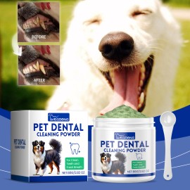 Dental Cleaning Powder for Dogs Dental Cleaning Powder Gently Cleans Tartar and Toothstains, Freshens BreathColor: Green