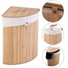 Giantex Corner Laundry Hamper with Lid, Bamboo Laundry Basket with