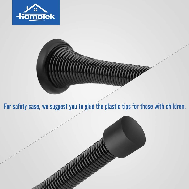 HOMOTEK 12 Pack Black Spring Door Stops,3-1/8" Heavy Duty -