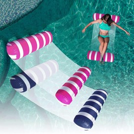 2-Pack Swimming Pool Float, Multi-Purpose Inflatable Pool Hammock (Saddle, Lounge Chair, Drifter), Water Hammock Lounge, (Navy Blue,Pink)