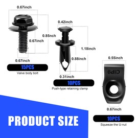 JawGrew Pack-35 Car Engine Hood Guard Bolt Kit, Metal Rust-Proof Durable U-Clip Retainer, Bumper Fender Lining Push-in Fastener Rivet Clip, Universal for Cars Multi-Function Body Repair Parts (Black)
