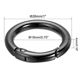 PATIKIL 42x31x5.5mm Spring Gate O Rings, 10 Pack Round Snap Clip Zinc Alloy for Keyrings Buckle, Black