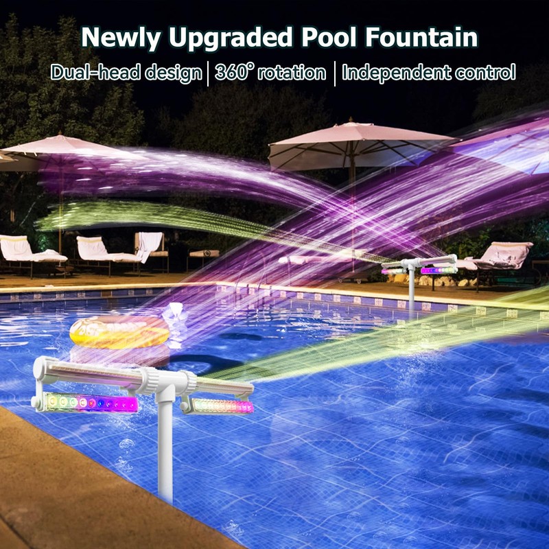 Solar Pool Fountain with Lights-7 RGB Colors & 42 Lighting