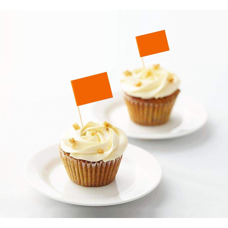100 Pcs Orange Flag Blank Toothpick Flag Small Mini Labeling