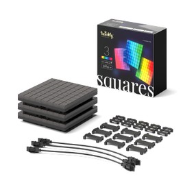 Twinkly Squares Extensions – App-Controlled LED Panels with 64 RGB (16 Million Colors) Pixels. Black. 3 Extension Tiles, Work Squares Starter Kit. Indoor Smart Home Lighting Decoration