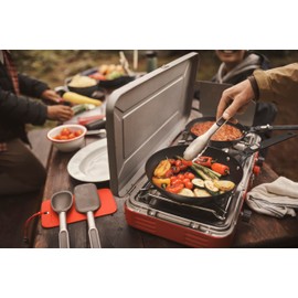 OXO Outdoor Pre-Seasoned Carbon Steel 10" Frying Pan Skillet, Detachable Handle for Easy Storage, Indoor Use, Nonstick with Use, Induction Suitable,Oven & Broiler Safe,Browning, Grill,Sear,Saute,Black