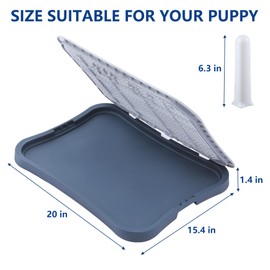 FUGODIWI Pee Pad Holder, Indoor Potty Tray for Puppy and Small Size Dog with Pee Wall, Non-Skid Feet, 20 * 15.4 * 1.4 inch