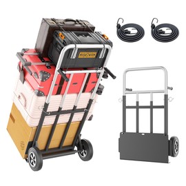 Hand Trucks Heavy Duty, Dolly Cart with Wheels 600LB Capacity, Folding Hand Truck with Retractable Handle & Solid Wheels for Warehouse, Office, Home Moving Tasks, Black