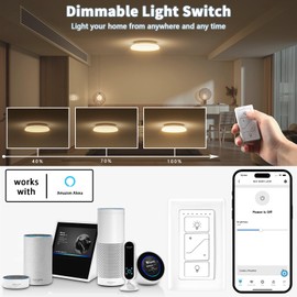 Humpptom Wireless Light Switch and Receiver, Dimmer Switch Work with Alexa, Smart Wireless Dimmer Light Switch, Wall Switch Lighting Fixture for Ceiling Lights, Fans, Lamps