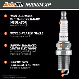 Autolite Iridium XP Spark Plugs Pack of 4 Optimal Performance 100000 Miles