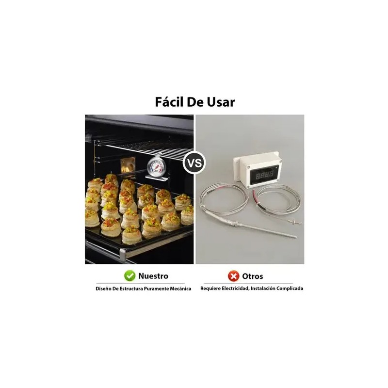 Termómetro de Horno de Acero Inoxidable para Monitorear Temperatura