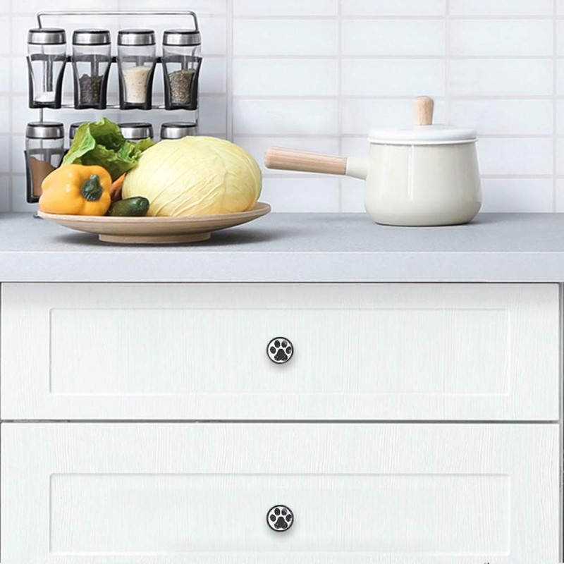 Lilibeely 4 Pieces Set Cabinets Hardware Round Furniture Knobs Dog