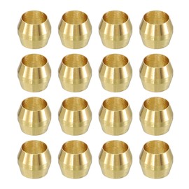 sourcing map 30Pcs Fit for 3/16" Tube OD Brass Compression Sleeve Ferrules Brass Compression Tube Fitting for Water Oil Air Pipe