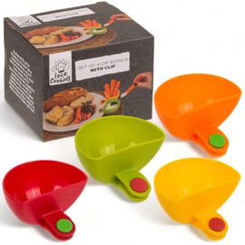 MIJOMA Set of 4 Dip Bowls with Clip Practical and Colourful Save Plate Space with These Mini Bowls, 7.5 cm Diameter, Colourful, BPA-Free Plastic