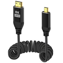 TagBreet 8K Micro HDMI to Mini HDMI 2.1 Cable Coiled 1-4 ft, 8K@60Hz, 4K@240Hz, HDR, 48Gbps Ultra High Speed Type C to Type D HDMI Braided Cord for for Raspberry Pi 5/4 Camera to Portable Monitor