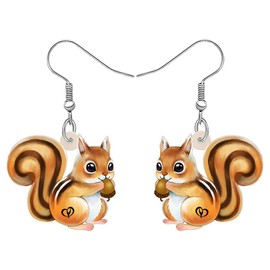 NEWEI Christmas Squirrel Earrings Acrylic Squirrel Dangle Jewelry For Women Festival Charms (Squirrel)