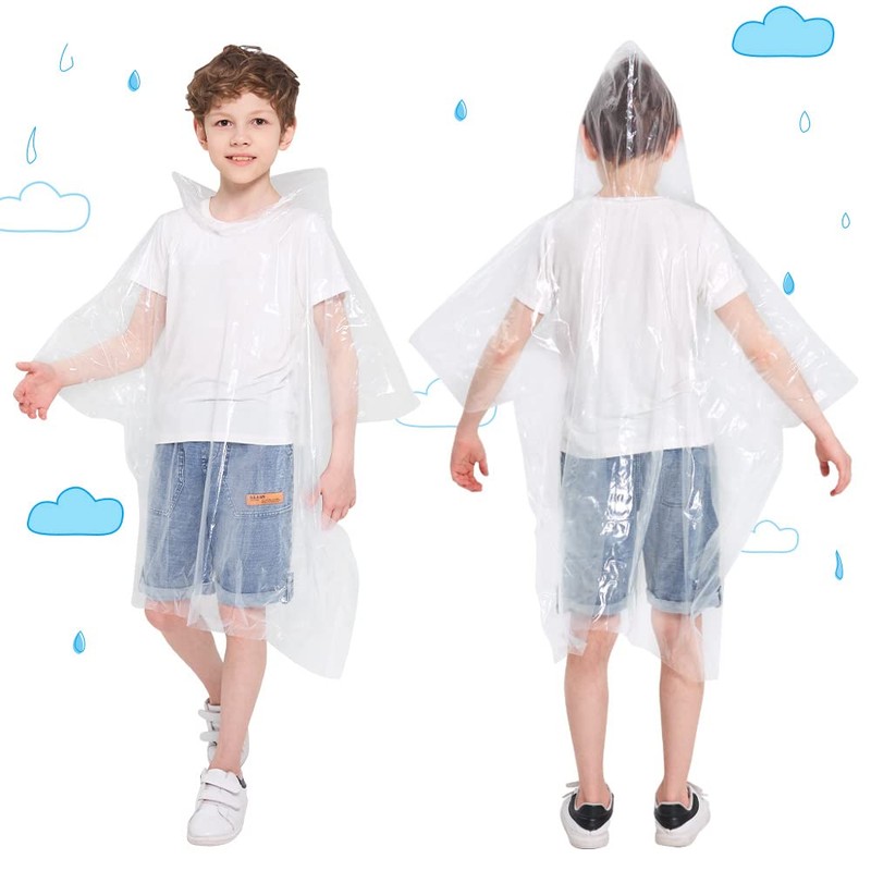 Opret 5 Pack Rain Ponchos for Kids, Disposable Rain Ponchos