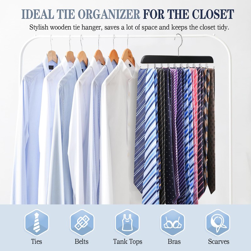 2 Pack Tie Rack Belt Hanger for Closet Upgraded Non
