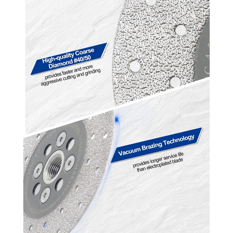 SHDIATOOL 4-1/2 Inch Diamond Cutting Grinding Disc Fits 5/8-11 Arbor