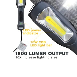 Aceland Portable Corded LED Work Light with Outlet in Handle, COB LED, 1600 Lumen 15ft 116AWG 3C SJTW Cord Handheld Outdoor Work Light, Magnetic on Back