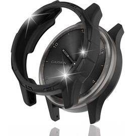 Miimall Compatible with Garmin VivoMove Trend Bumper Case, Soft TPU Rugged Case(Without Screen Protector) Ultra-Thin Shockproof Protective Frame Cover for VivoMove Trend-Black