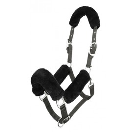 LeMieux Comfort Headcollar for Horses - Black/Grey - Soft Fleece Lining - Adjustable & Durable - X Full