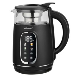 Brentwood 1100W 1.7L BPA Free Cordless Digital Glass Electric Kettle with Tea Infuser, 360° Base, Auto Shut-Off, Keep Warm, Boil Dry Protection, and Temperature Control with 4 Presets (Black, 1.7L)