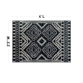 Rugshop Southwestern Black and White Tribal Area Rug – Geometric Diamond Pattern Carpet for Living Room, Bedroom, or Entryway – Boho Rustic Soft Floor Decor 2' 3" x 4' Black