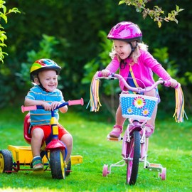 Zimoer Kids Bicycle Bell With 2 Pcs Kids Bike Streamers,2pcs Bike Handle Grips,Bike Streamers Set,Kids' Bikes & Accessories,Bicycle Bike Handlebar Scooter Streamers,Bike Tassels For Girls,Children