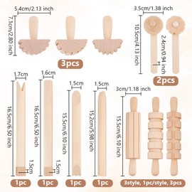 OLYCRAFT 12pcs Clay and Dough Tools Play Accessories includes Rollers Hammer Party Pack Wood Pottery Tools Stamps for Clay Art DIY Crafts Art Craft Activity Supplies