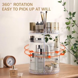 Organizador de Maquillaje, 360 Grados de Rotación, Organizador de Cosméticos 4 Niveles Acrílico, Organizador Maquillaje Caja Transparente Gran Capacidad Para Encimeras Bormitorio, Baño y Tocador