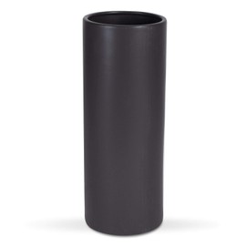 Black Ceramic Round Planter 16" H x 6" W x 6" L - Cylinder Vase Basic Ceramic Centerpiace Decorative Pot, Tall