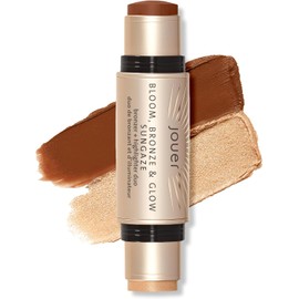 Jouer Bronceador Bloom, Bronze & Glow + Resaltador En Barra - Barra de Maquillaje Contorno Crema - Fórmula Hidratante de Aceite y Escualeno de Rosa Mosqueta, Mirada de Sol