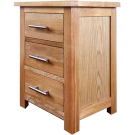 KendyOak Nightstand with Drawer Oak Bedside Table, NC Paint 3 Drawers Cabinet Board Nightstands W:42 D:32 H:56 cm