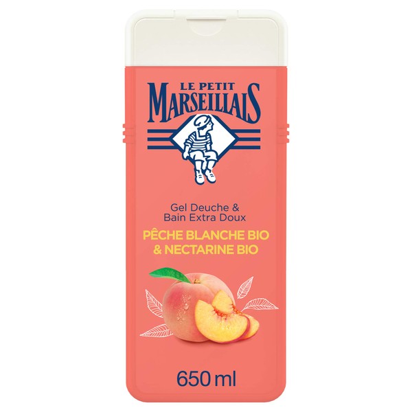 Le Petit Marseillais Shower Gel & Bath Gel, Extra Soft, Peach White Organic and Nectarin, 650 ml