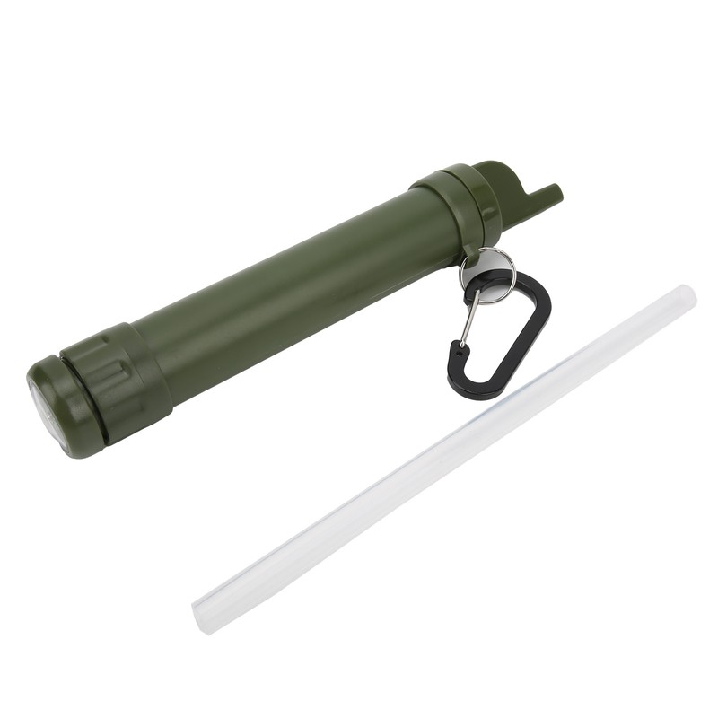 Outdoor Water Filter Straw Water Purifier with Compass Whistle Carabiner